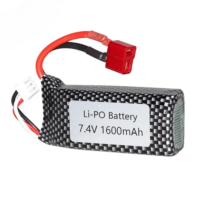 Batterie LiPo 7,4V 1600mAh pour Voiture RC 9125, profil montrant l'épaisseur