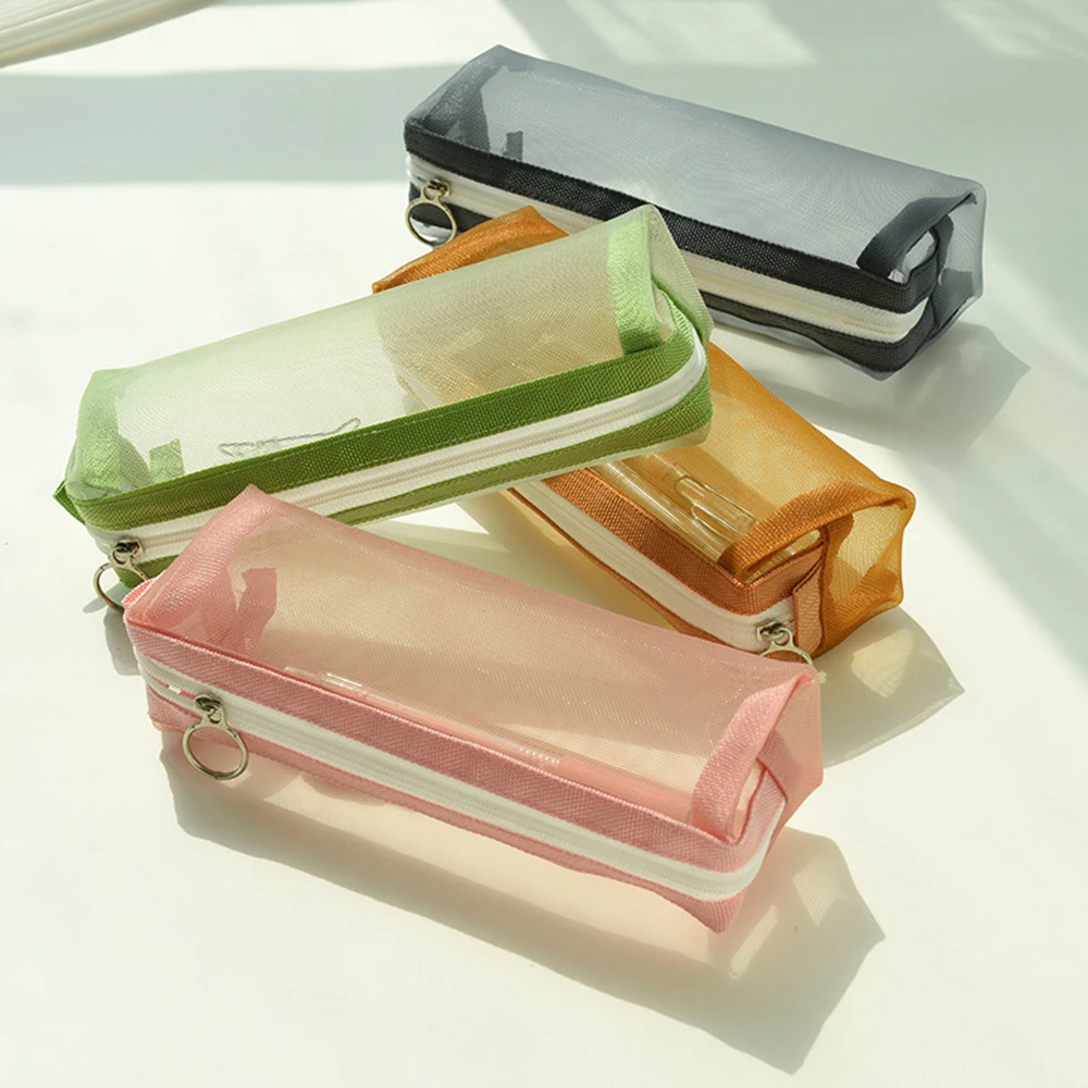 

Creativity Transparent Mesh Pencil Bag Student Large Capacity Stationery Storage Bag School Supplies
