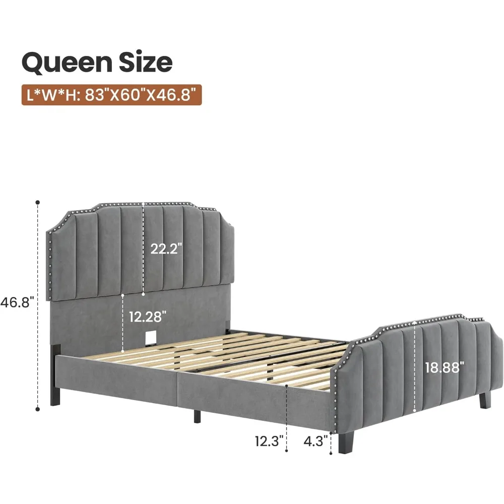 Queen Upholstered Platform Bed 2