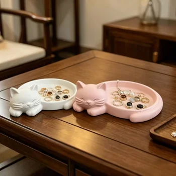 Vassoio portaoggetti a forma di gatto. Per riporre gioielli, chiavi e altri oggetti. Ideale per organizzare e ordinare la scrivania
