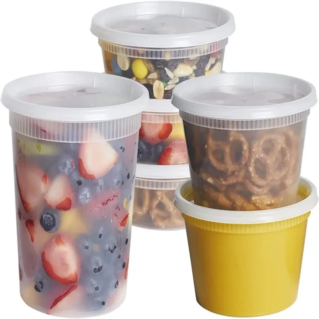 32 oz Microwavable Translucent Plastic Deli Container and Lid