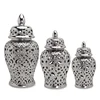 Chinese Hollow Ginger Pot Silver-plated Handicraft Ornament Dried Flower Flower Arrangement Accessories Decorative Storage Tank 1
