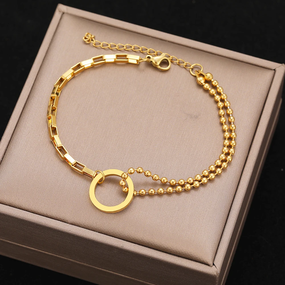 Stainless Steel Bracelets Hippie Gothic Pearl Chain Pendants Fashion Bracelet For Women Jewelry Portrait Coin Girls Gifts stainless steel bracelets