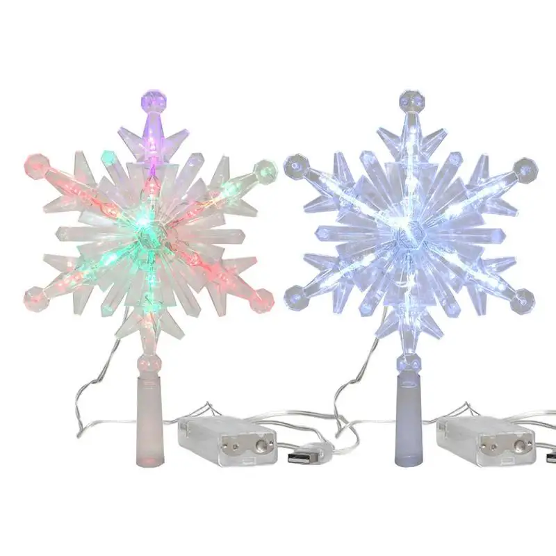 Christmas Tree Topper With Diversed Lighting Modes Rechargeable Snowflake Light With USB Star String Christmas Decorations