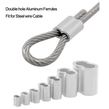 M1 to M12 Various Specifications Steel Wire Cable Rope Fixing Clip 8-Shape Double Hole Aluminum Ferrules Clamps Crimping Loop