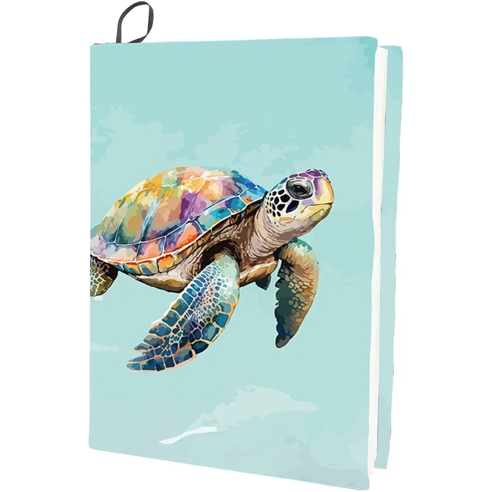 Turtle Stretchable Book Cover Blue Washable Reusable 9.4x15.7 Inch