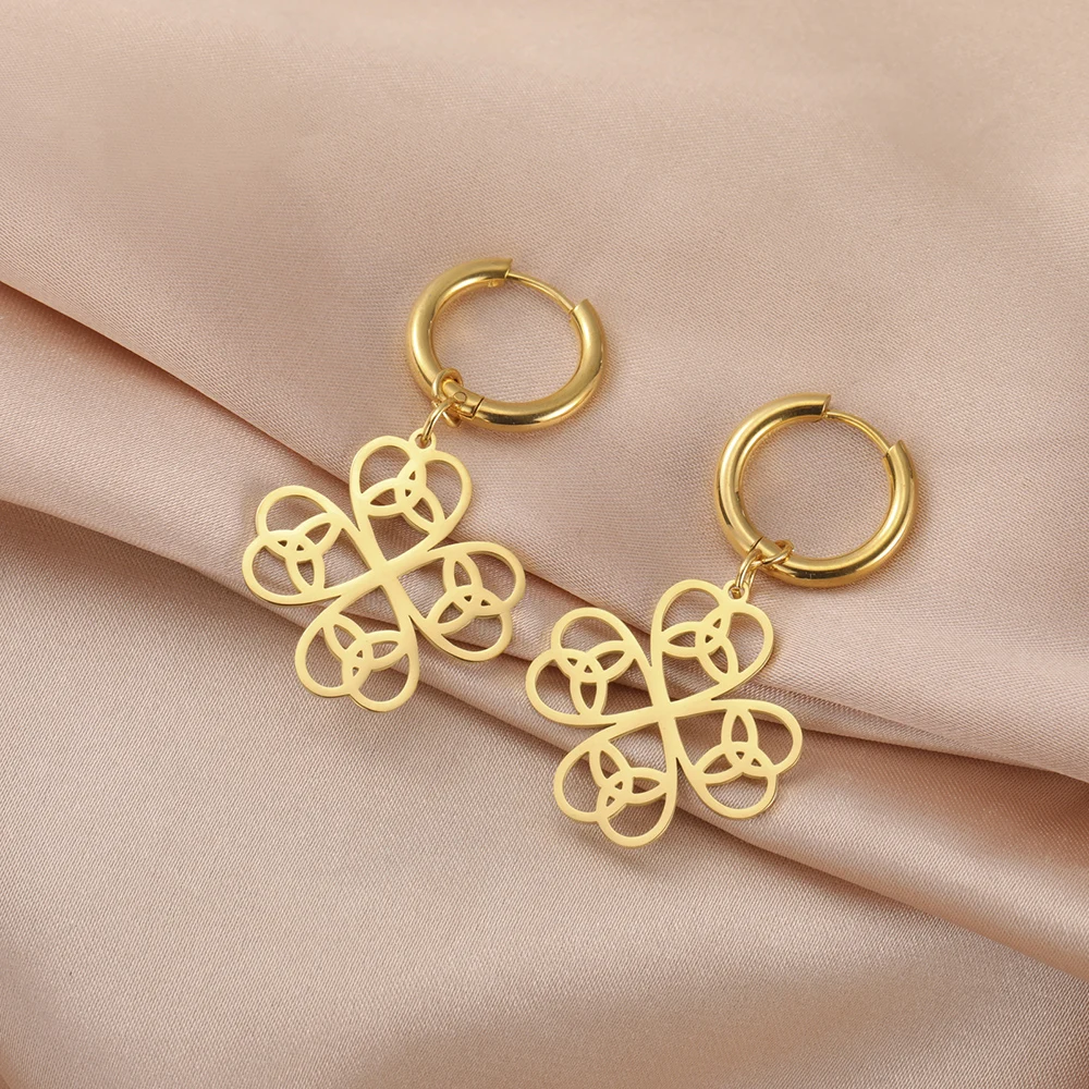 Dawapara Lucky Four Leaf Clover Damen Ohrringe Irish Knot Shamrock Charm Edelstahl Schmuck Valentinstag Geschenk – Detail 35