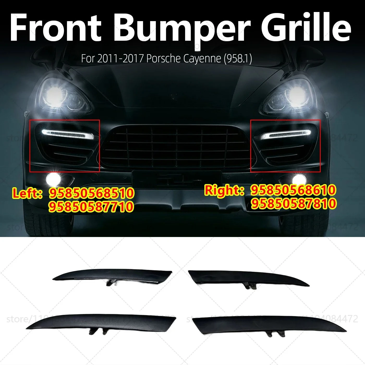 For Porsche 2011- Cayenne Turbo 958.1 Front Bumper Grille Trim Strip 95850568510 95850587710 95850568610 95850587810