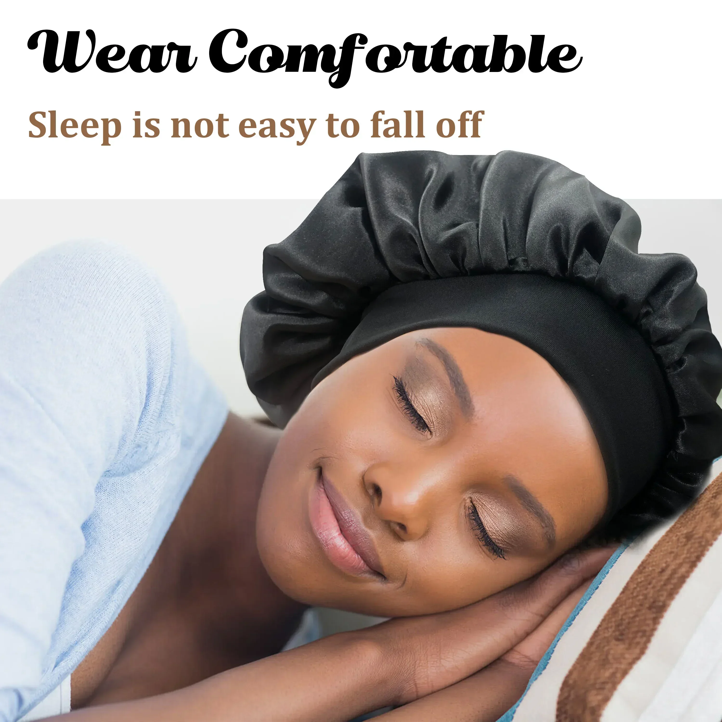 Large Satin Bonnet Silk Bonnet Hair Wrap for Sleeping Sleep Cap with Elastic Soft Band Big Bonnets for Women Hair Care Caps