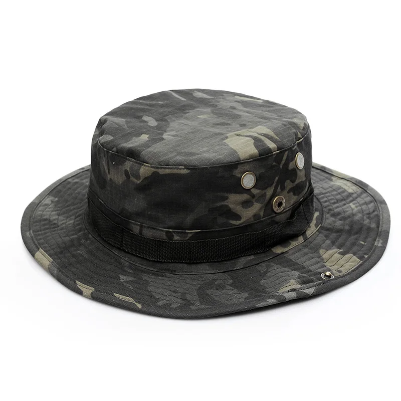 Fishing Hat Camouflage Hat Cap Hat 23 Colors Outdoor Bucket Hat Thicken Boonie Hat Fisherman Hunting Camping Caps A0E056