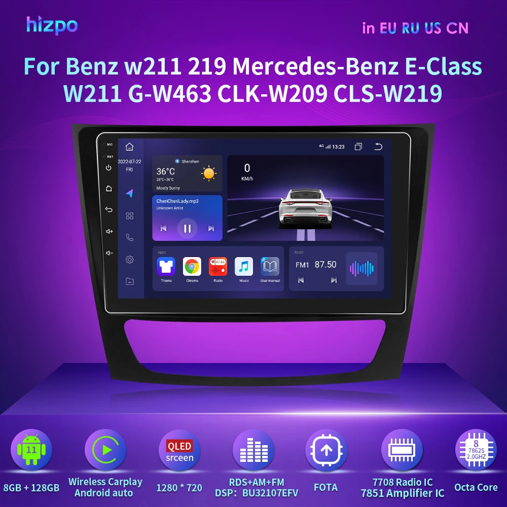 4G Android Car Accessory Autostereo 2Din GPS for E Class W211 G Class
