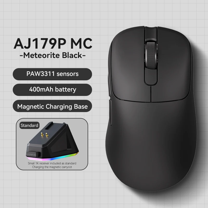 AJAZZ AJ179 PRO PAW3395 軽量有線ワイヤレスマウス、磁気充電