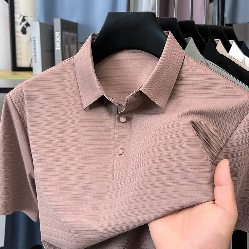 Customized Men's High End T-shirts Business Leisure Golf Polo Shirts Cool Feel Non Iron Anti-UV Luxury Quality Antibiosis Tshirt