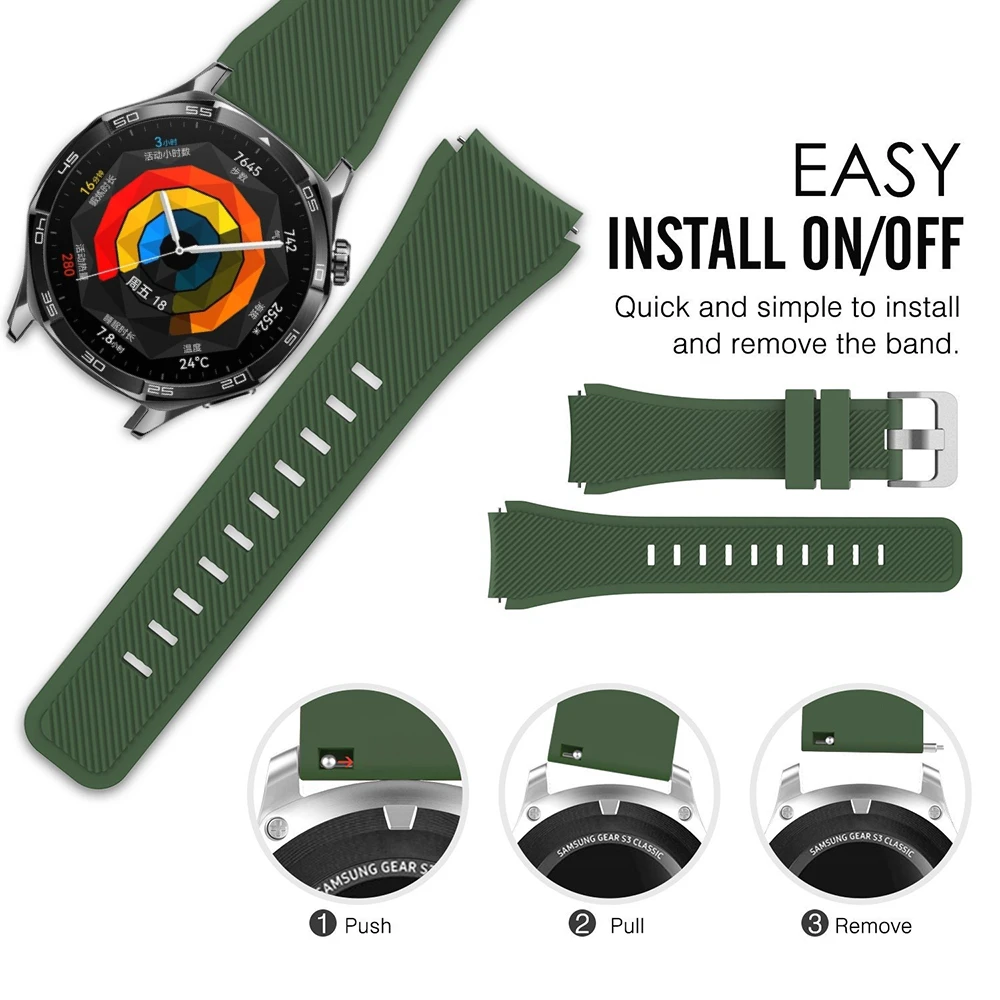 Premium 22mm Silicone Sports Watch Strap - Versatile Replacement Wristband Accessory