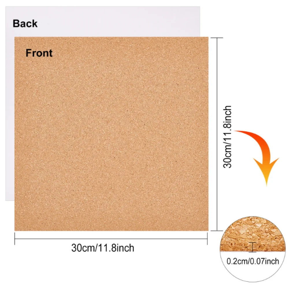 8Pcs Self-Adhesive Cork Board Mini Wall Cork Tiles Insulation Coasters Drawing Picture Stickers DIY Craft Home Decor Supplies