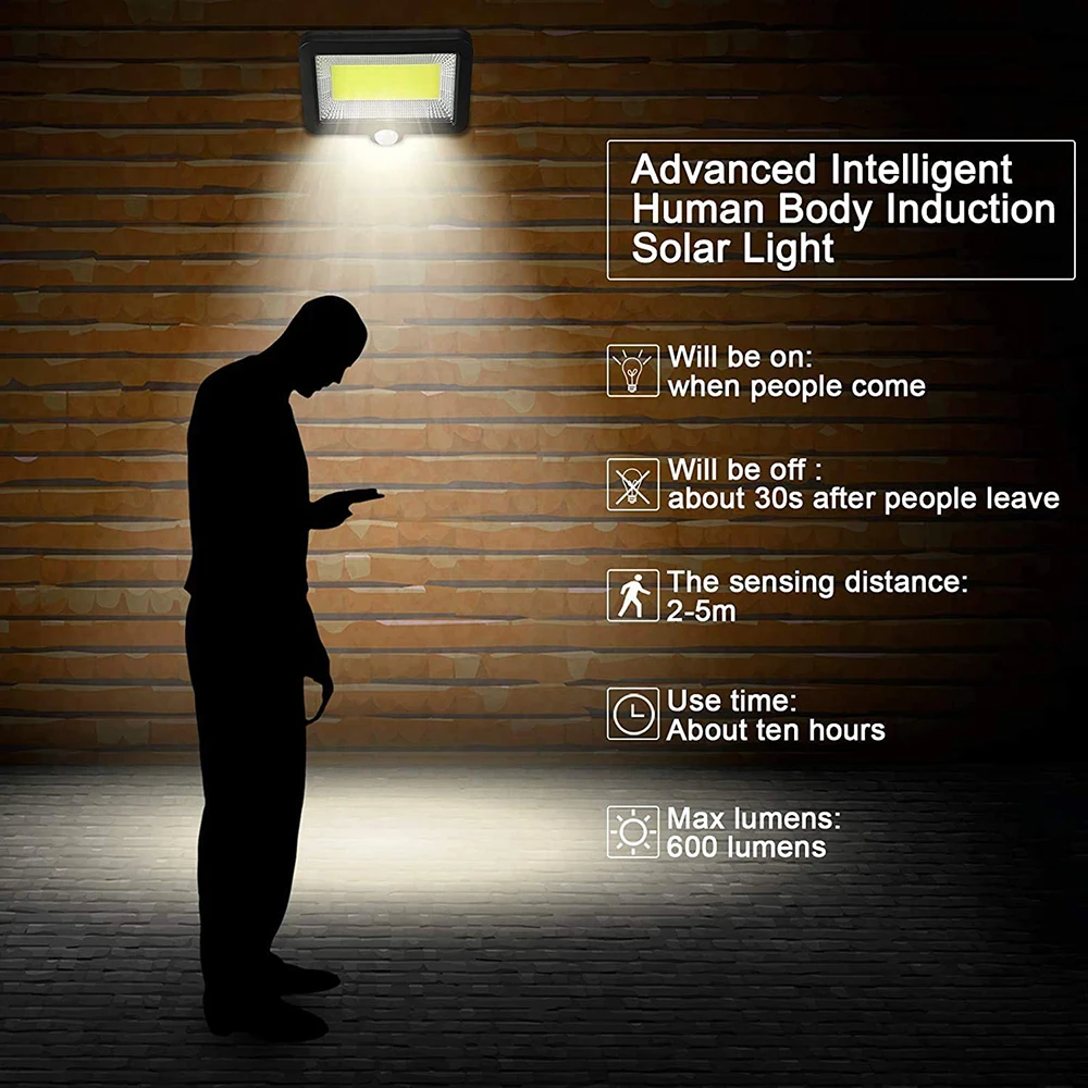 Solar Lights Outdoor Garden Wall Lamp Motion Sensor IP65 Waterproof Energy Saving Lamps for Outdoor Courtyard Street Porch Etc. 2
