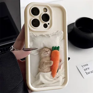 Candy Color Cute Cat Phone Case For iPhone 11 Case iPhone 13 12 15 Pro 14 Pro Max XR XS Max X 7 8 Plus SE Matte Shockproof Cover