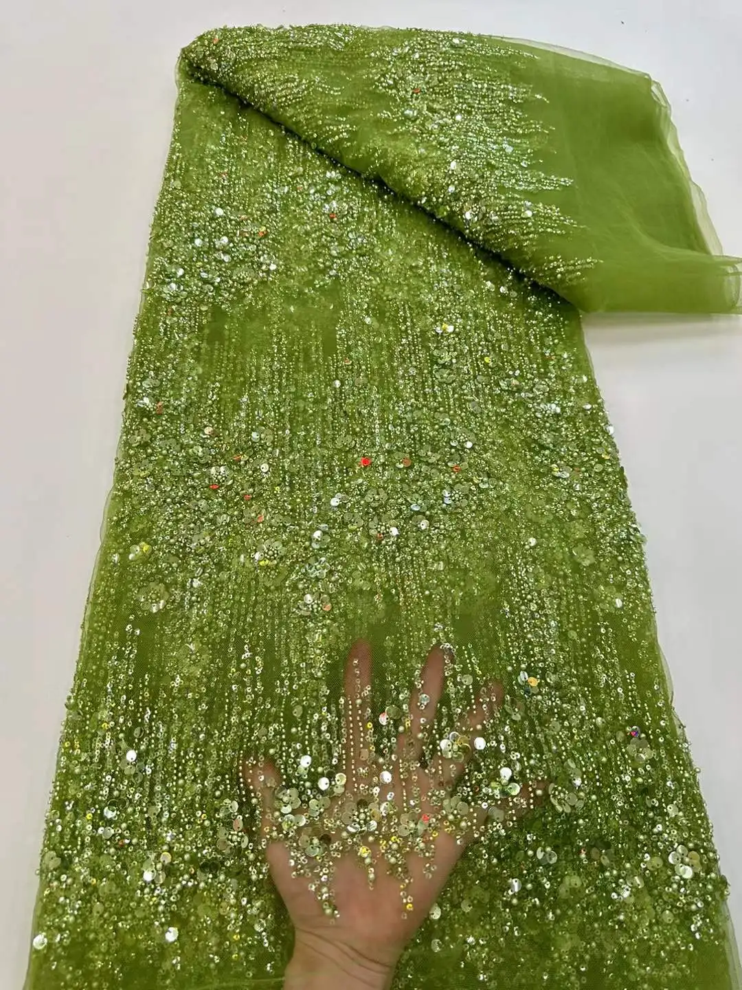 الخرز الأفريقي الترتر أقمشة الدانتيل 2025 جديد الد...