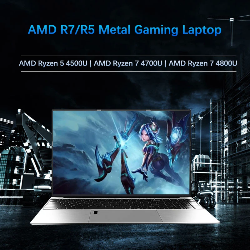 YSJMNPC 15.6 Inch  Gaming Laptops AMD Ryzen7 4700U DDR4 32GB M.2 SSD Onboard 4G RAM Windows10/11Pro Fingerprint Unlock WIFI BT 2