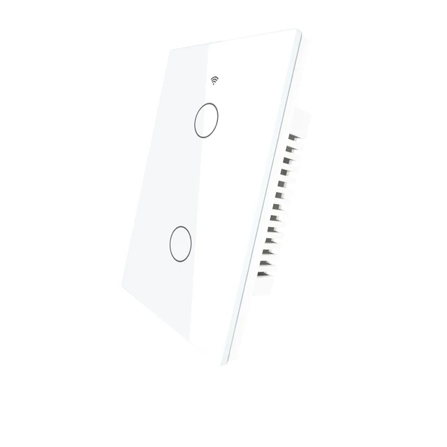 MOES Smart Glass Panel Switch Smart Life/Tuya App Multi-Control Association, Voice Control with Alexa,Google Home,1/2/3/4 Gang 2 Gang White
