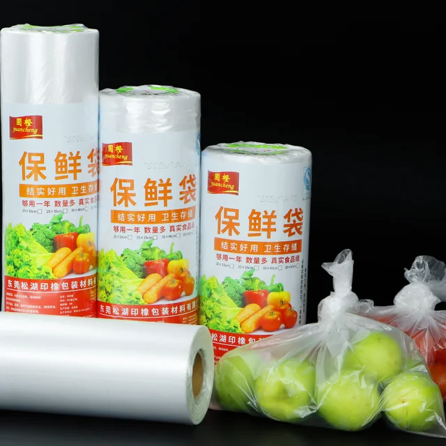 Sac de conservation des aliments frais écologiques, grand rouleau de 800g, sacs de conservation des aliments frais pour la cuisine, le congélateur, les sacs enroulables de supermarché à déchirer 5