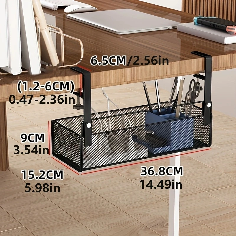 Under Table Storage Rack Cable Management Tray No Drill Desk Wire Organizer Home Office Desk Management Rack Home Organizer cable organizer,desk organizer,storage organizer,bag organizer