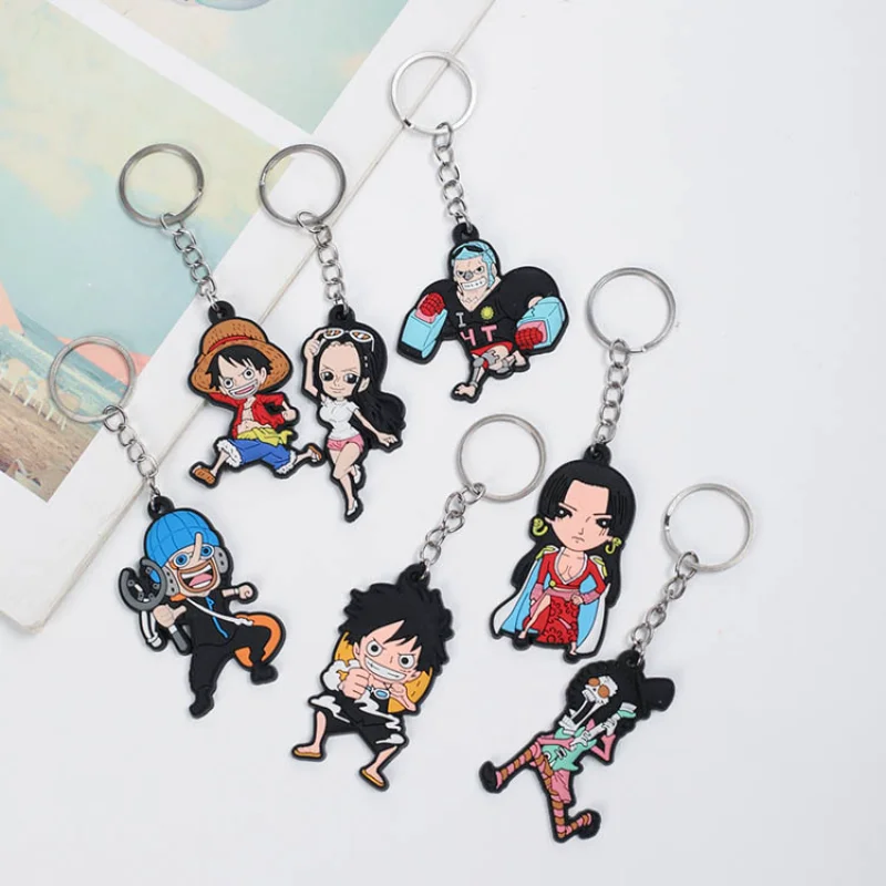 

ONE PIECE Cartoon Silicone Keychain Anime Dolls Luffy Zoro Nami Sanji Usopp Hancock Edward Newgate Jewelry Keychian Pendant Toys