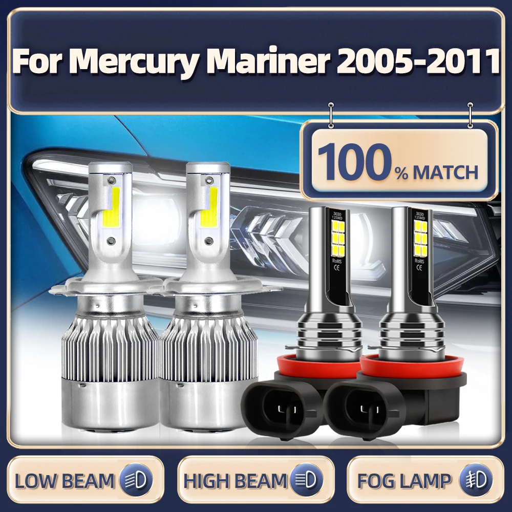 

40000LM Car LED Headlight Bulbs H13 Auto Headlamp 9005 HB3 Fog Lights 12V For Mercury Mariner 2005 2006 2007 2008 2009 2010 2011