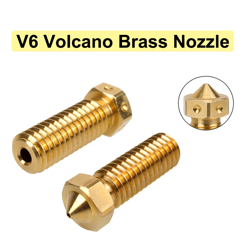 

High Quality 2pcs V6 Nozzles E3D V6 Volcano Brass Nozzle Hotend M6 Thread For 1.75mm Filament 3D Printer Nozzle 3D Printer Parts