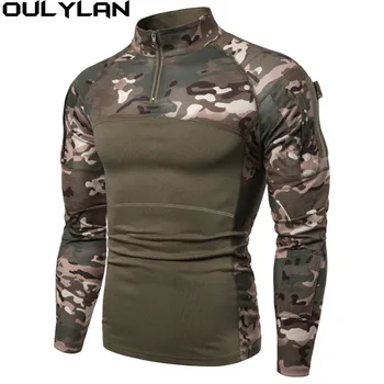 Oulylan Military Shirt Safari Cargo Multicam Airsoft Paintball Tactical Hunting Clothes T Shirt Men Army Shirts Camo Shirt 2