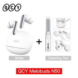 QCY Melobuds Premium ANC Wireless Earbuds with Enhanced Noise Cancellation and Crystal - Clear Calls (White with Pen)