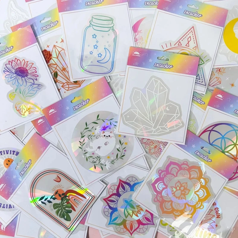 6Pcs/set Suncatcher Window Wall Stickers Rainbow Maker PVC Glass Decal