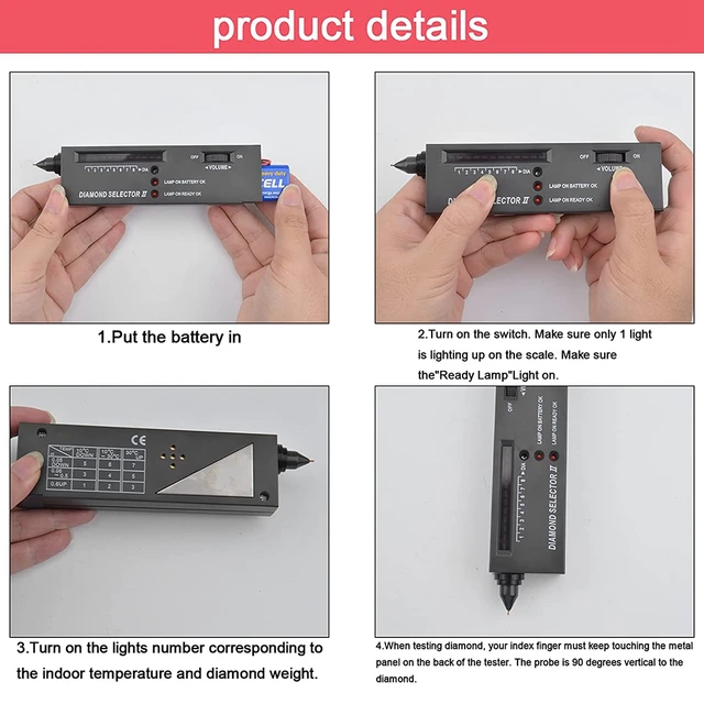 Diamond Tester Pen,Professional Diamond Detector with 60X Mini LED