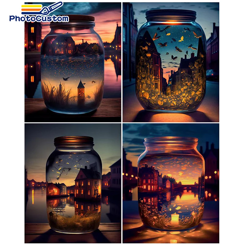 

PhotoCustom Cup Landscape Diy Oil Painting By Numbers Handpainted Acrylic Paint Home Wall Art Coloring Picture Kits For Decor Gi