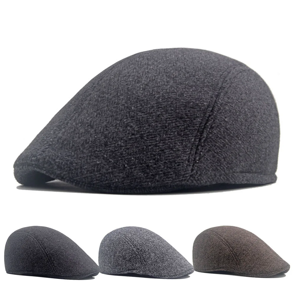 

Men's Casual Hat Berets Cotton Caps For Winter Autumn Cabbie Flat Cap Windproof Warm Newsboy Beret Ivy Cap