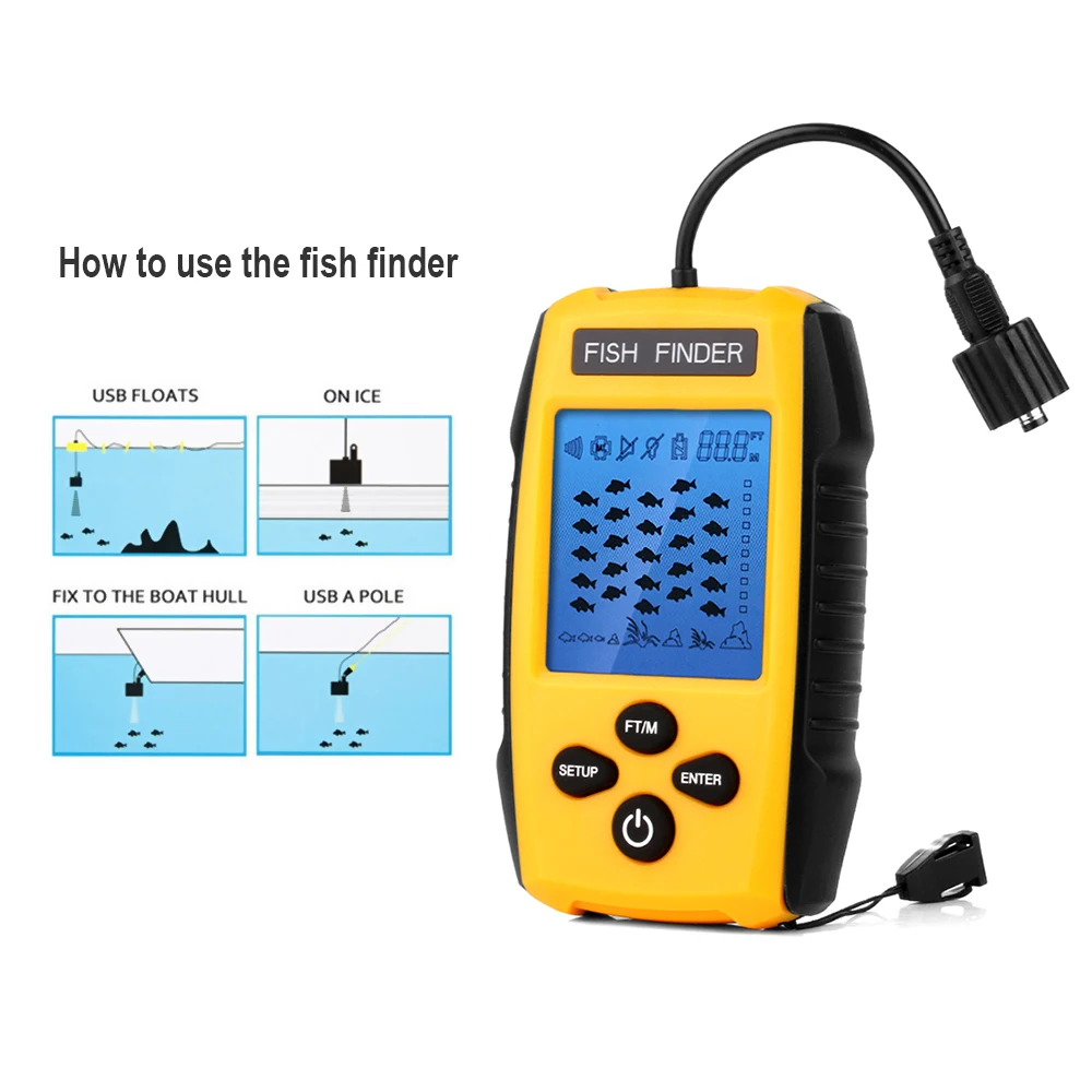 

Fish Finder Portable 100M Portable Sonar LCD lure Echo Sounder Fishing Finder Transducer Detector Fish Finder For Outdoor