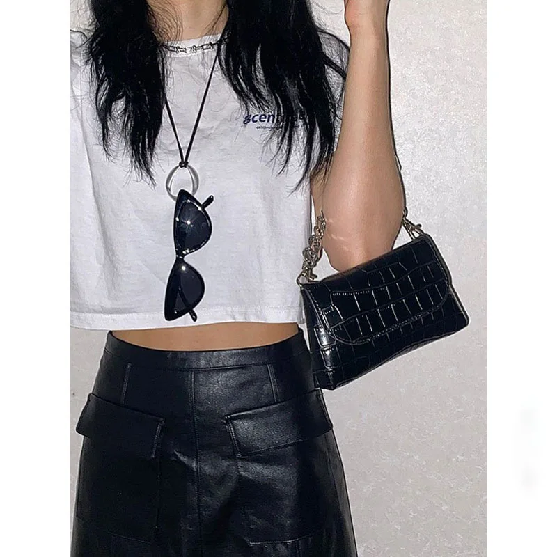 Mini Women Waist Bag Crocodile Pattern PU Leather Thick Chain Wild Waist Bags Lady Small Flap Crossbody Lipstick Bags Packs Sac