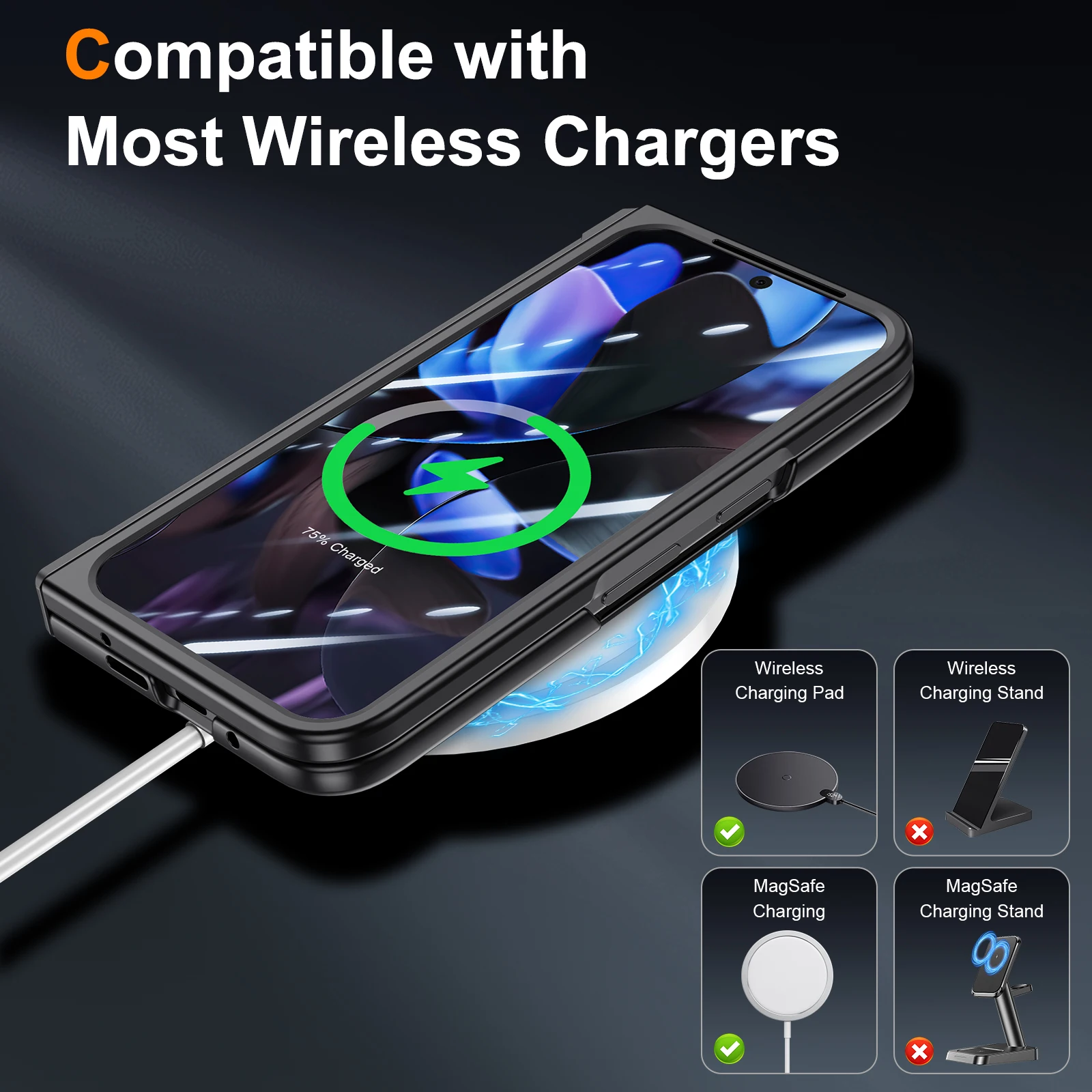 POVSCAE Full-Coverage Hinge Protection Slim Shield Armor Case with Stand and Screen Protector