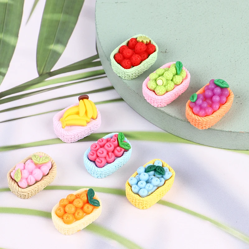 

5Pcs Mini 1:12 Dollhouse Miniature Resin Fruit Basket Banana Orange Model DIY Pretend Play Toys