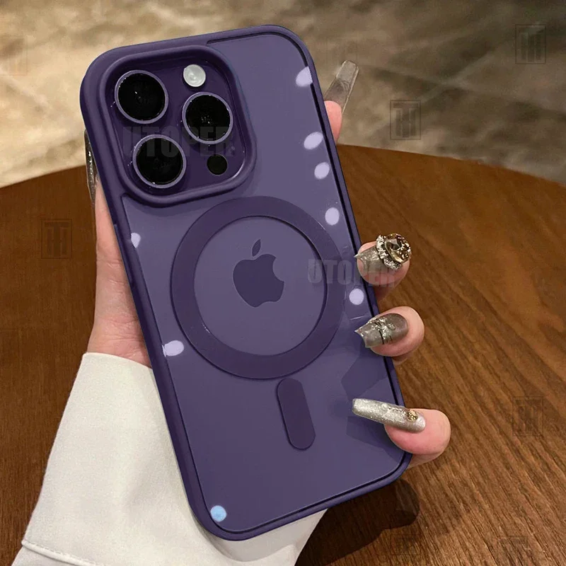 핑크 투명 아크릴 케이스 아이폰 17 에어 16 15 14 13 12 11 프로 맥스 플러스 하드 충격 방지 강력한 자석 마그세이프 커버