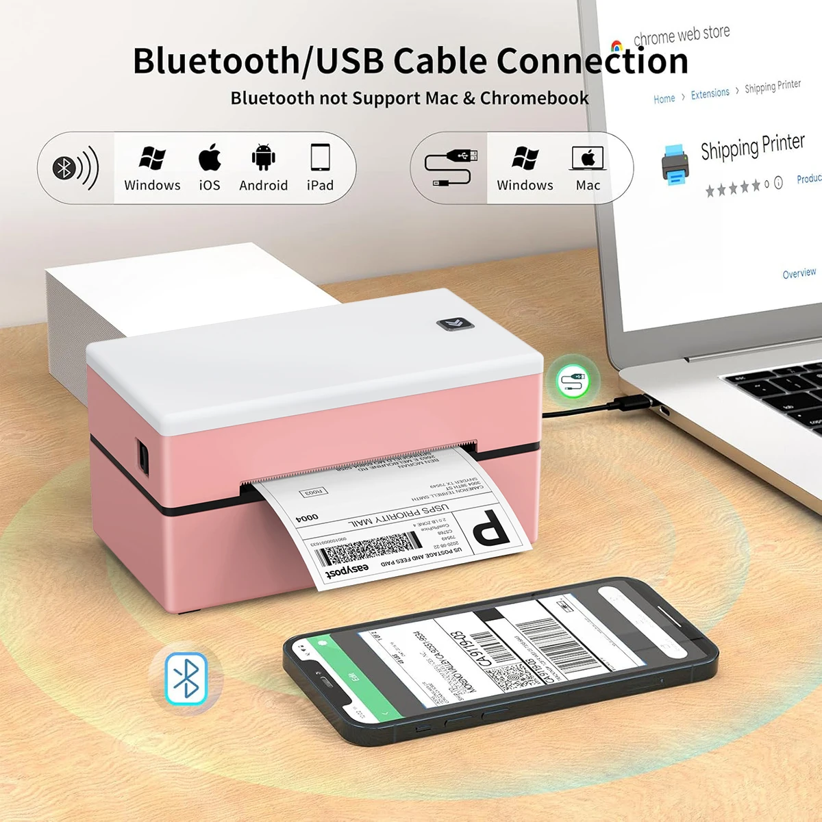 طابعة حرارية D200 بلوتوث لاصقة