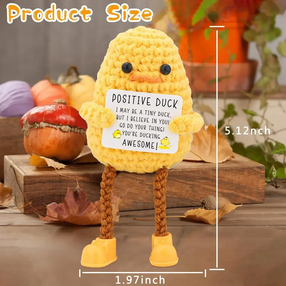 Bambola Anatra All'Uncinetto - Supporto Emotivo Fatto A Mano In Lana 7.5x5x5cm