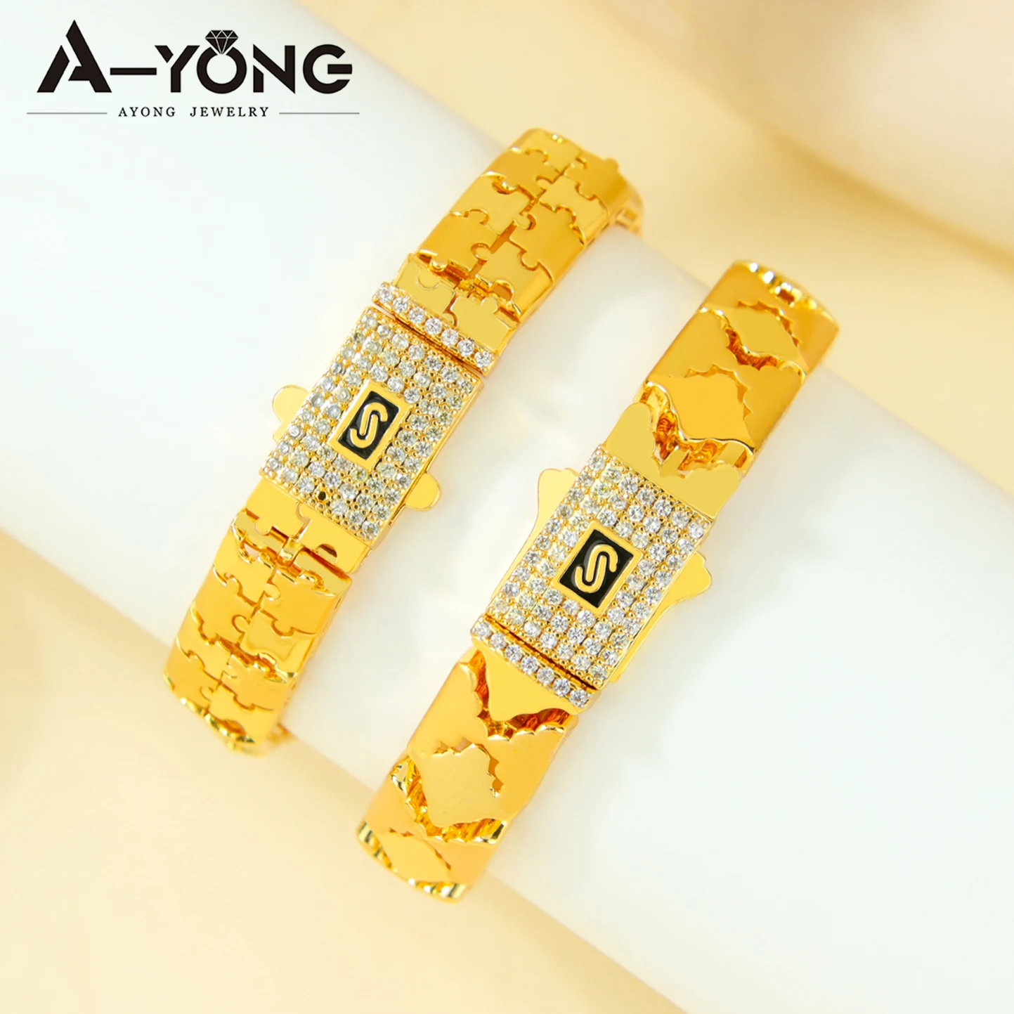 Dubai Hip Hop Zirkonia Armband 21k vergoldet italienische Punk handgemachte Ketten arabische islamische Frauen Event Party Schmuck – Detail 4