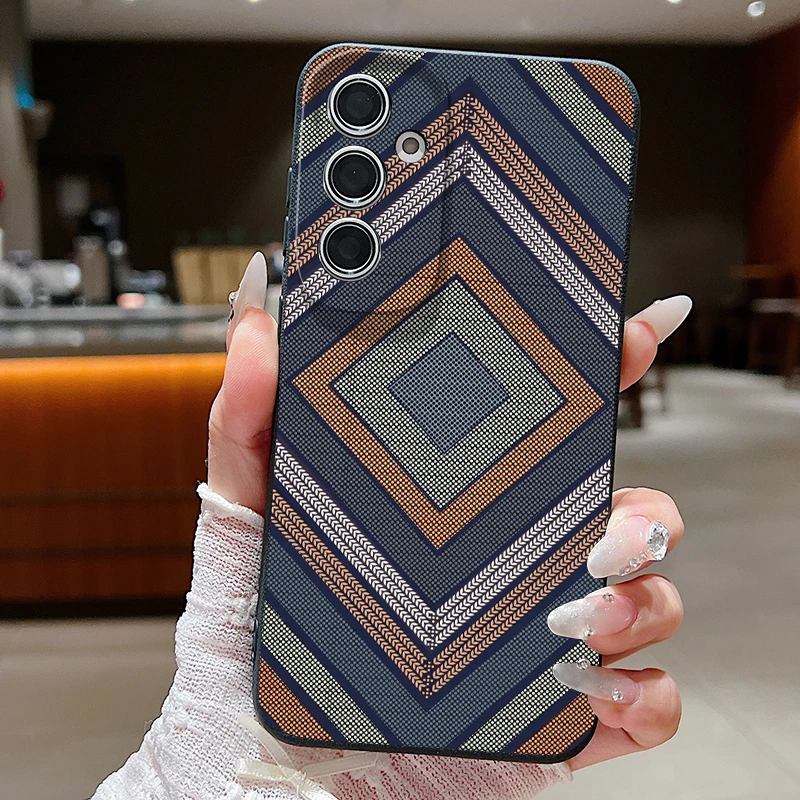 Retro Geometric Totem Pattern Leather Texture TPU Phone Case