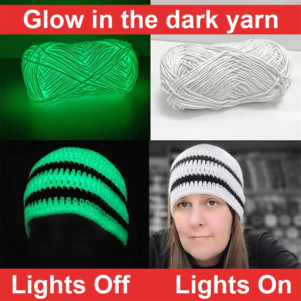 1-5pcs Novel Functional Yarn Glow In The Dark Polyester Luminous Yarn For Knitting Sweater Hat DIY Crafts Yarn Sewing Needle