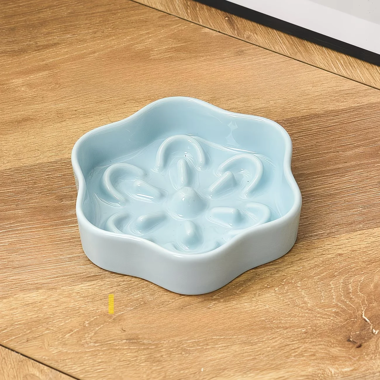 Niedliche Blumenförmige Slow-Feeder Katzennapf, Makronen-Farbiger Keramik-Hundenapf für Langsames Fressen, Anti-Verschlucken Haustier-Fressnapf – Detail 8