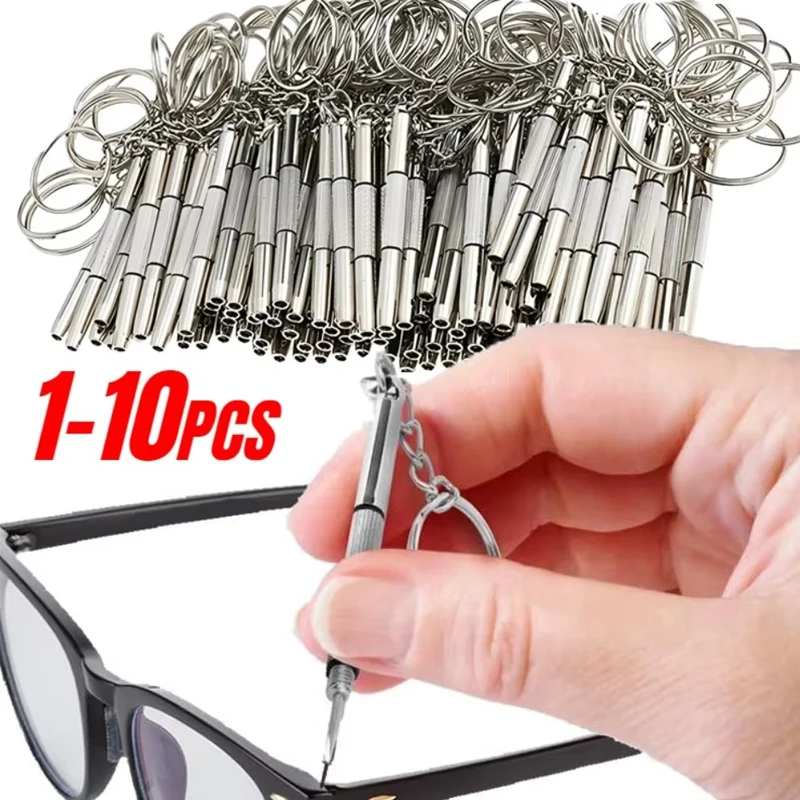 Steel Glasses Screwdriver Eyeglass Screwdriver Watch Repair Kit with Keychain Portable Hand Tools Precision Screwdriver Tools