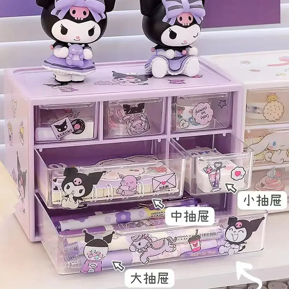 

Kuromis Storage Box Anime Kawaii Cinnamorolls Mys Melodys High-capacity Cute Container Nine Palace Grid Dormitory Storage Gift