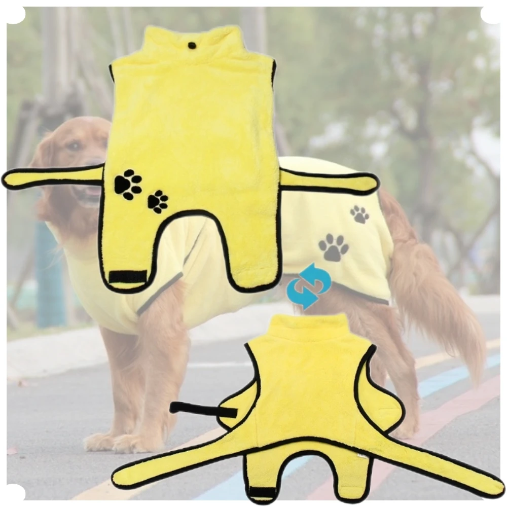 

Adjustable Microfiber Bath Towel Dog, Quick Drying Soft Bathrobe,Super Strong Water Absorption,For Small Medium Large Dogs Cats