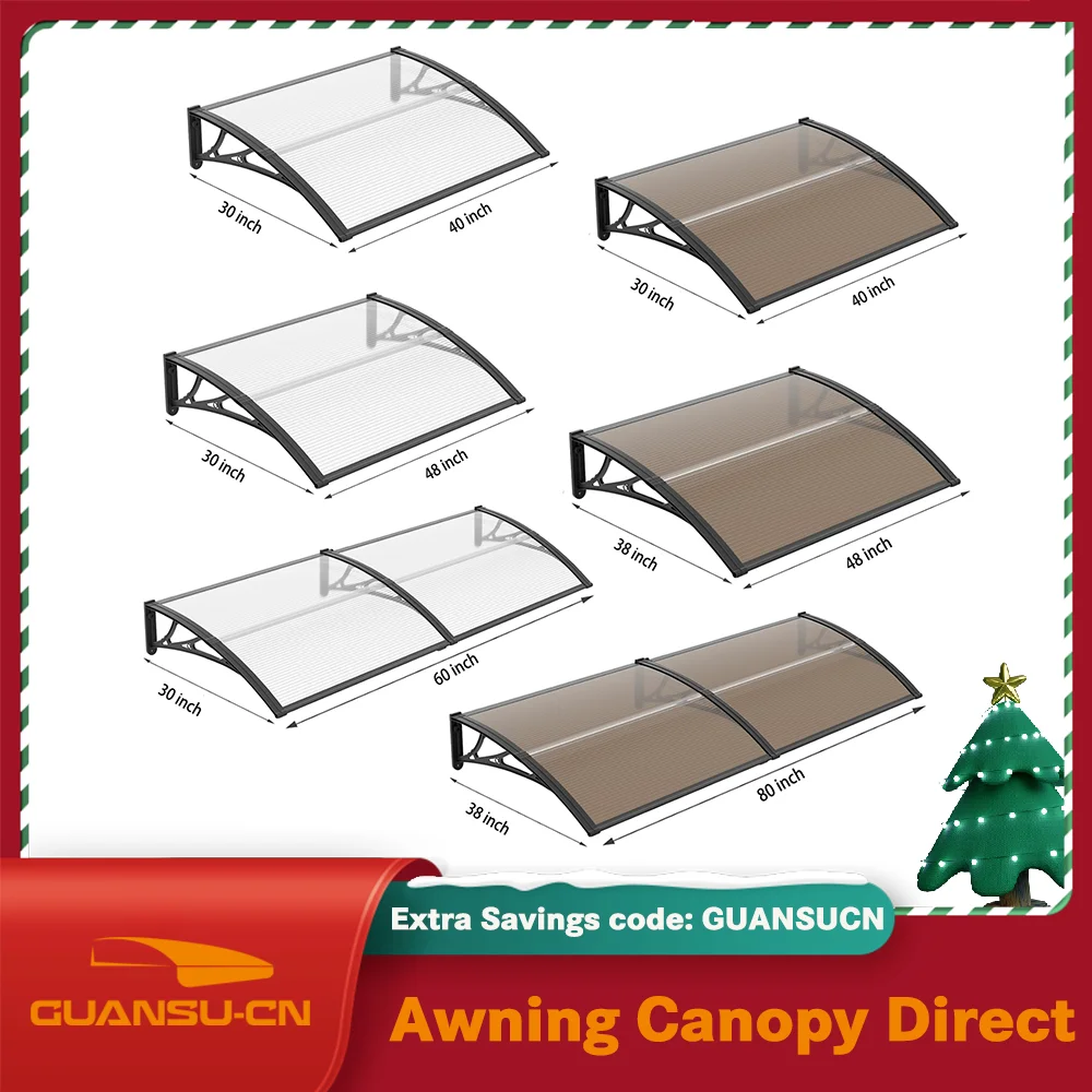 DIY Canopy Awning Polycarbonate Outdoor Waterproof Roof Cover For Door Entrance Patio Window Awnings Strong Load-bearing Canopy outdoor awnings